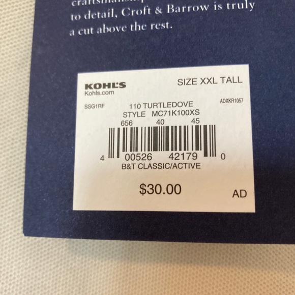 Croft and Borrow Cream Colored Men’s Polo Shirt, XXL Tall size - Picture 11 of 11